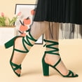 thumbnail image 2 of BLISSFUL STEP Women's Solid Color Lace up High Block Heeled Sandals, 2 of 5
