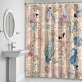 thumbnail image 6 of Summer Vintage Bathroom Shower Curtain, Starfish Seahorse Seashell Seaweed Waterproof Washable Soft Bath Curtain for Bathtub Decor with 12 Hooks&Grommet, 36x78 Inch, 6 of 9