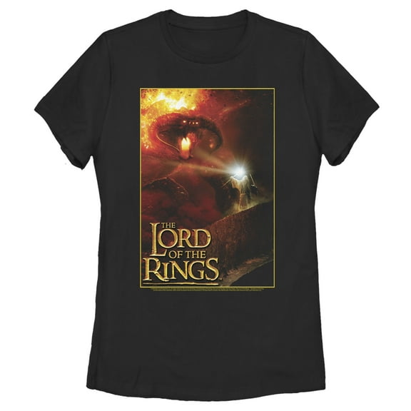 Women's The Lord of the Rings Fellowship of the Ring Gandalf and the Balrog Graphic Tee Black X Large