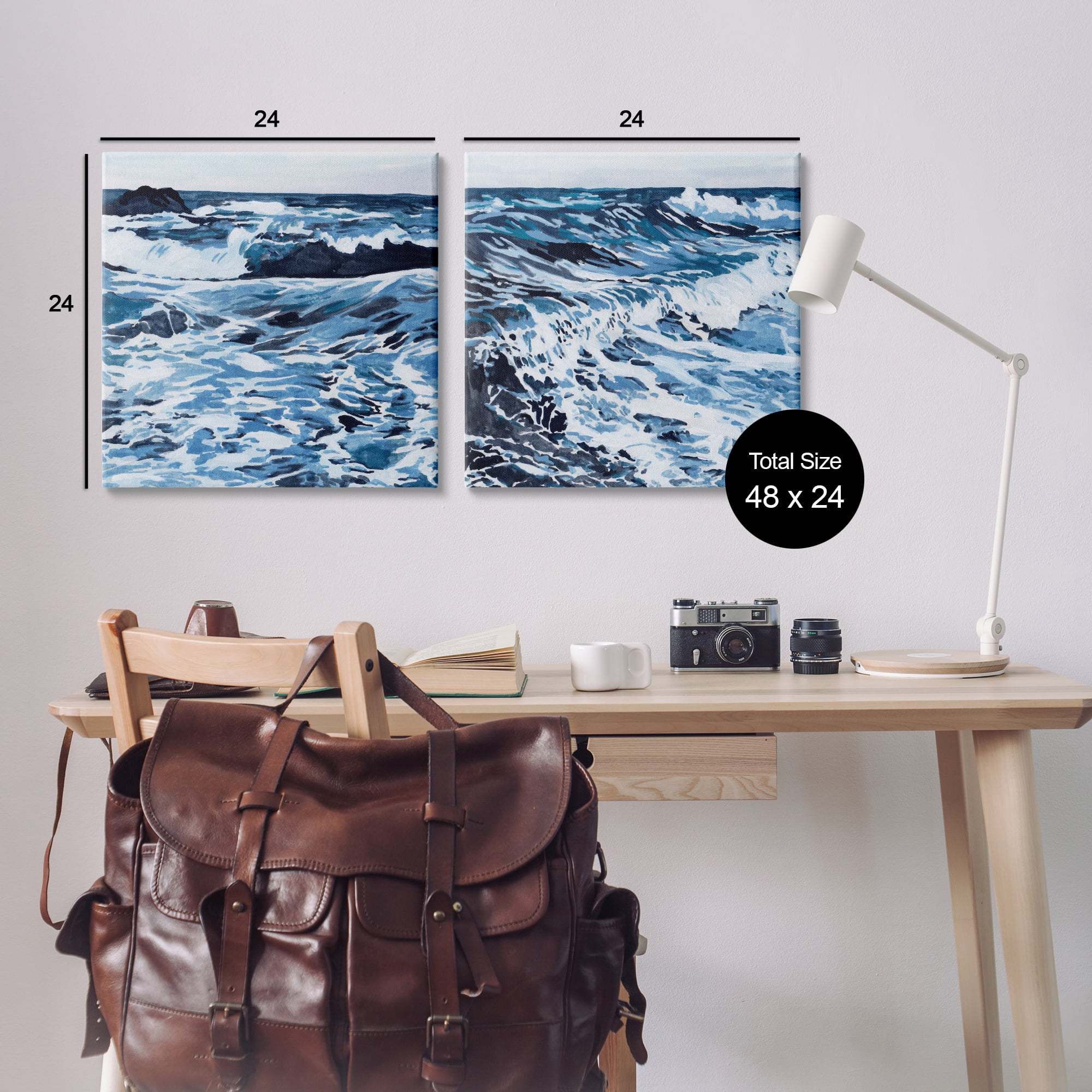 Stupell Industries Breaking Ocean Waves Nautical & Beach Painting Wrapped Canvas Art Print Wall Art, 24 x 24, Set of 2