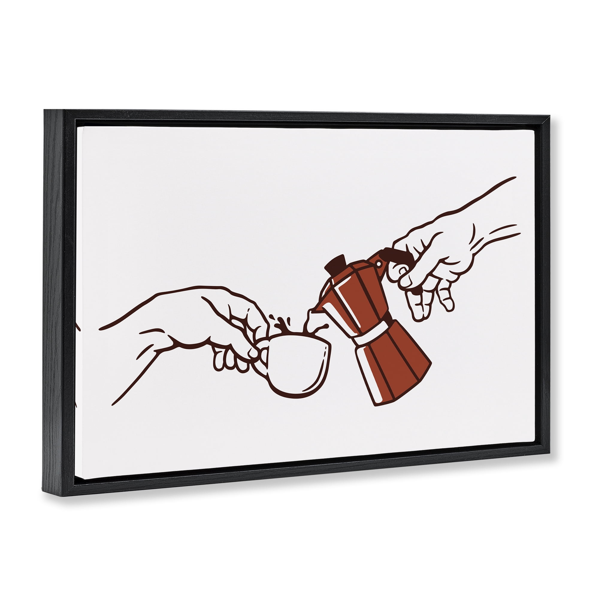 Stupell Industries Creation Of Coffee Classic Parody Black Framed Floater Canvas Wall Art, design by Tobe Fonseca