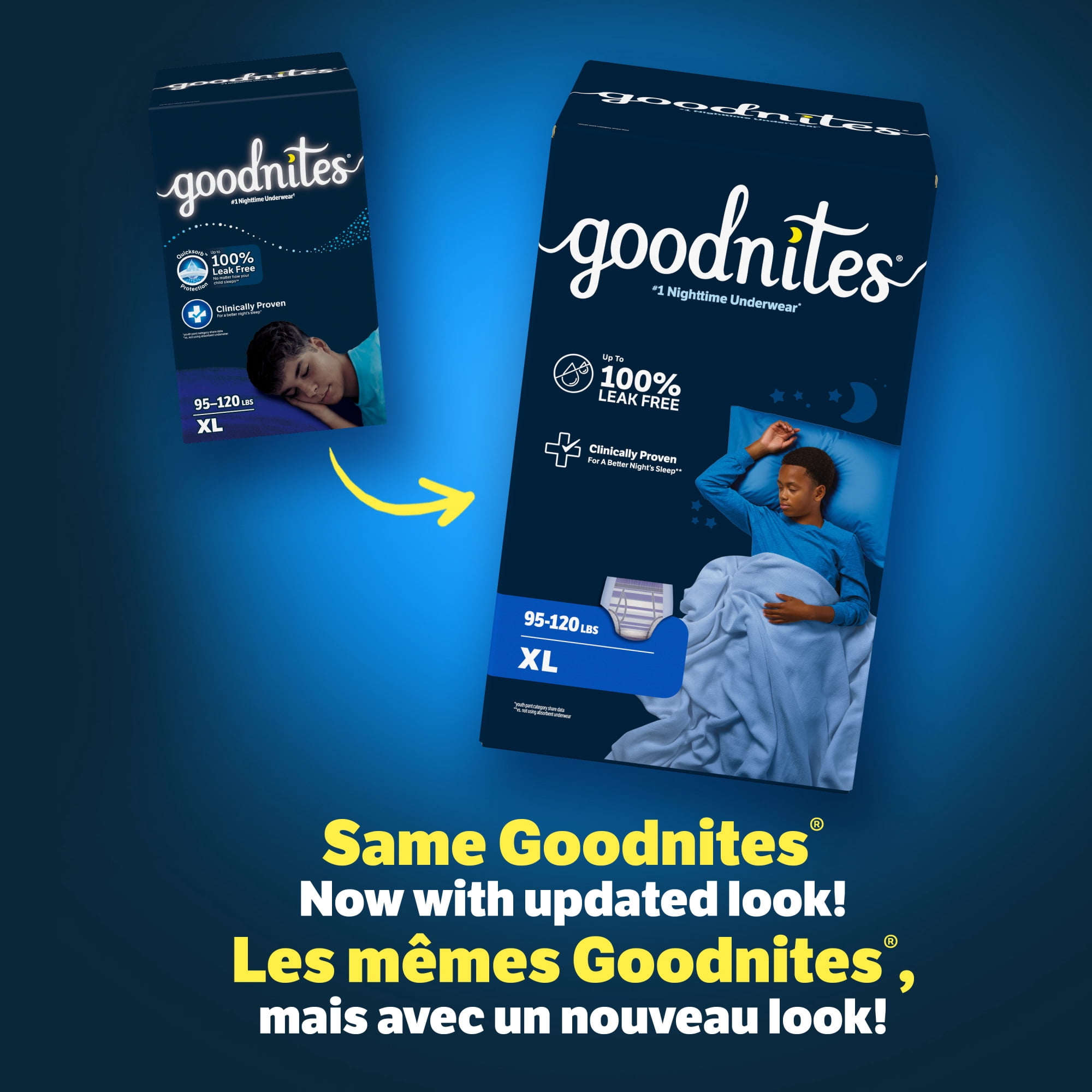 Goodnites Boys' Nighttime Underwear, Size XXL (120-165 lbs), 54 Ct