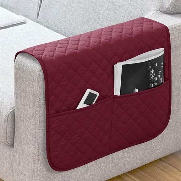 Recliner Armrest Covers, Quilted Non Slip Furniture Protectors with Storage Pockets, Pet Friendly
