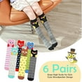 thumbnail image 3 of 6 Pairs Girls Knee High Socks - Colorful Cartoon Design Soft Cotton Knee Socks Mid-Calf Boot Socks for 3-12 Years Girls, 3 of 7