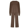 thumbnail image 6 of RYRJJ Women's Two Piece Set Cropped Pullover Top and Wide Leg Pants Lounge Sweater Sets Fall Knit Sweatsuits Cozy Trendy Outfits(Brown,L), 6 of 8