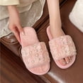 thumbnail image 2 of Bovxnpu House Slippers for Women Casual Indoor/Outdoor Shoes, Women's Indoor Home Open-Toe Pearl Fashionable Fall And Winter Open Warm Flat Slippers Comfy Indoor House Shoes, 2 of 7