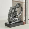 thumbnail image 3 of Danya B. Kneeling Figure Sculptures Polyresin Silver and Black Finish Bookend Set of 2, 3 of 10