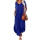 thumbnail image 1 of ICHUANYI Clearance Women's Summer Casual Short Sleeve V Neck Dress Casual Maxi Beach Dress With Pockets(Blue, XXL) ICHUANYI WER2023080805071, 1 of 6
