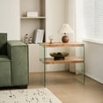 thumbnail image 2 of MDF Side Table, Small Tea Table and Walnut Night Stand with Premium Tempered Glass Top, Multi-Purpose Sofa Table for Snacks Coffee Books Decor, Waterproof and Easy to Clean, No Assembly Required, 2 of 7
