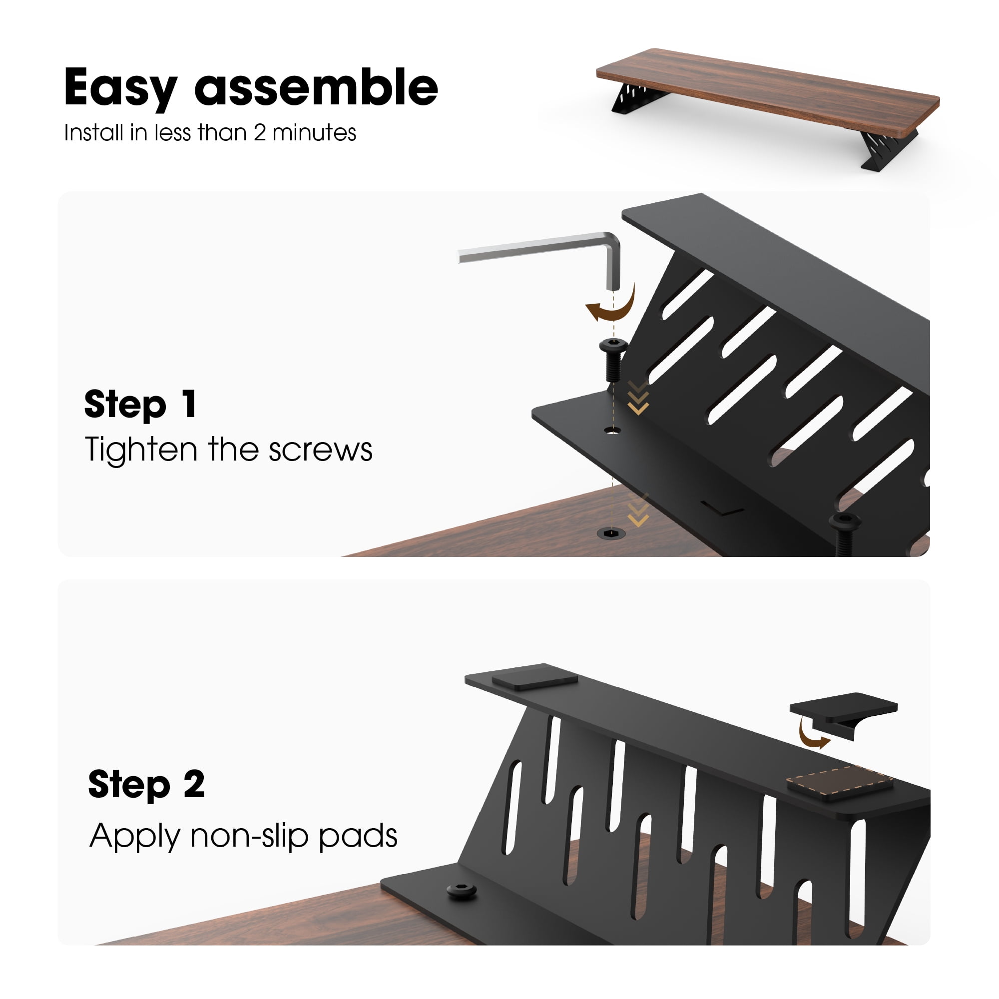 Fenge Dual Monitor Stand Riser, 31.5 inch Long Monitor Stand for Desk