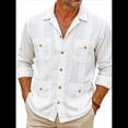 thumbnail image 1 of Camisa Guayabera de Larga con Cuatro Bolsillos para Hombre, Detalle de Pinzas, Corte Holgado L, 1 of 6