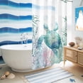 thumbnail image 5 of No Hook Shower Curtain, Teal Sea Turtle Shower Curtains for Bathroom with See Through Top Window, Summer Coastal Coral Ocean Waterproof & Washable Bath Curtain Stand Up Stall 36"x72", 5 of 9
