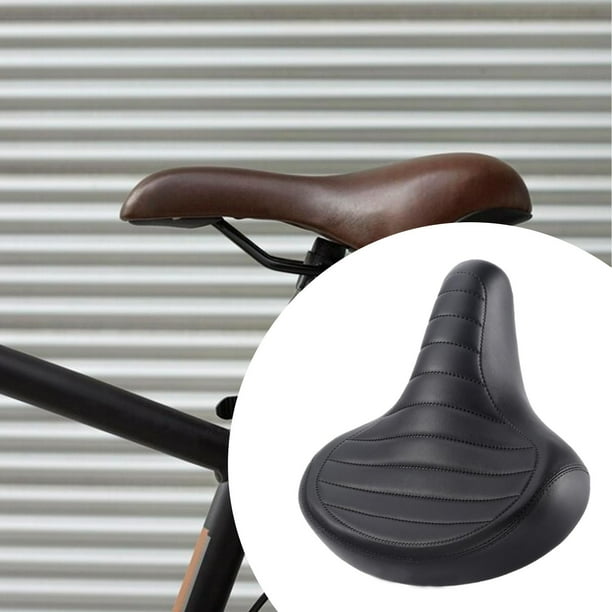 Sillín de bicicleta cómodo perfecl PU ancho con absorción de impacto Negro