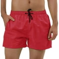 thumbnail image 1 of Pantalones cortos de natación con forro de malde color sólido con cintucon cordón pahombre rojo 32, 1 of 6