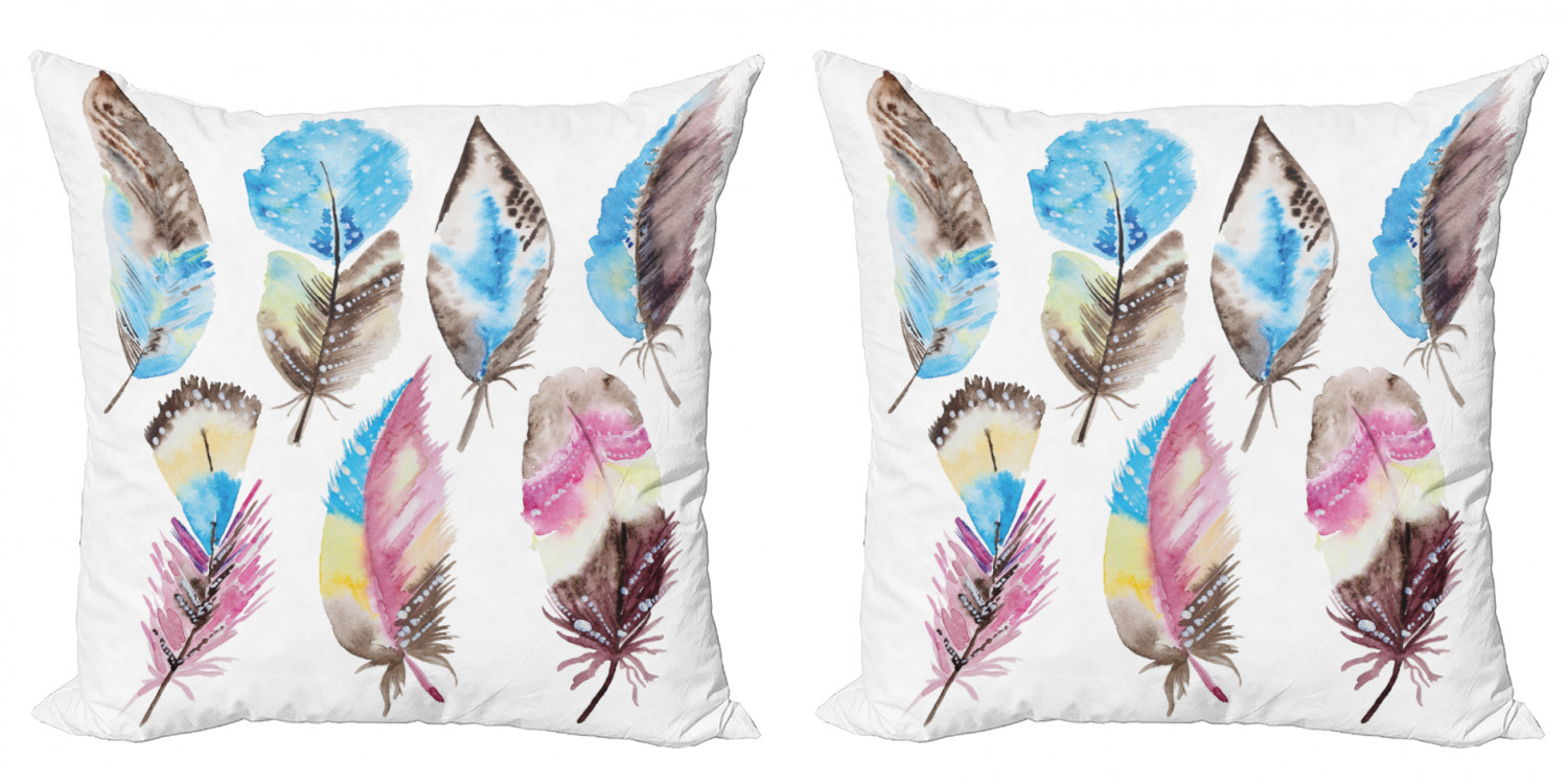 Feather Throw Pillow Cushion Cover Pack of 2, Abstract Feathers with