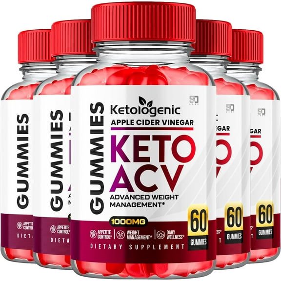 (5 Pack) Ketologenic Keto ACV Gummies - Apple Cider Vinegar Supplement for Energy & Focus - Dietary Supplement Gummies with Apple Cider Vinegar Folate Vitamin B12 B6 Beet Root (300 Gummies)