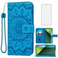 thumbnail image 4 of Asuwish Compatible with Xiaomi Redmi Note 13 Pro 5G/Poco X6 Wallet Phone Case and Tempered Glass Screen Protector Flip Credit Card Holder Stand Mandala Flower Cell Cover for 13Pro 6X Women Men Blue, 4 of 9