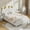 White, variant on ZIKEBTUY Double Bed Frame with Headboard, Cactus Upholstered Platform Bed for Boys and Girls, Soft Rounded Corners, Solid Wood Slats for Support/No Box Spring Required, Pink