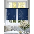 thumbnail image 4 of Navy Blue Flowers Sheer Curtains 54 Inch Length 2 Panels Set, Rustic Abstract Floral Simple Art Voile Window Treatment Rod Pocket Short Kitchen Curtains Drapes for Bedroom 52"x54"x2, 4 of 7