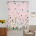 thumbnail image 3 of Flower Pink Sheer Curtains 72 Inches Long, Blue Pink Daisy Wildflower Floral Botanical Light Filering Curtains, Breathable Simi Curtain Privacy Drapes for Living Room Bedroom Window Treatment, 3 of 9