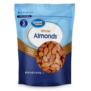 Great Value Whole Almonds, 16 oz, Re-Closable Pouch