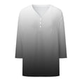 thumbnail image 4 of YDLCAFD Easter Women Suitable Tops V Neck Button Three Quarter Sleeve Comfortable Floral Print Blouse T Shirts, 4 of 5