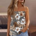 thumbnail image 2 of OIOLOYJM Womens Tube Top Spring Cute Strapless Palm Tree Peplum Top Backless Beach Flowy Casual Clothes Gray XL, 2 of 4