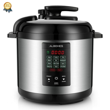 ALBOHES Multi Pot 1000W Electric Programmable Pressure Cooker 6-Cup Rice Cooker On