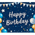 thumbnail image 3 of Blue Themed Happy Birthday Backdrop Banner with Star Balloon Elements Party Supplies Birthday Party Decors Photography Props, 3 of 7