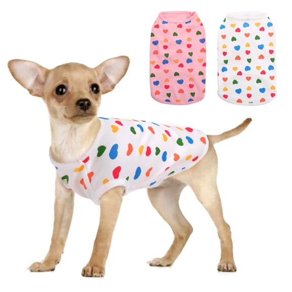 2 pieces of pet color love vest dog spring and summer clothing pet clothes