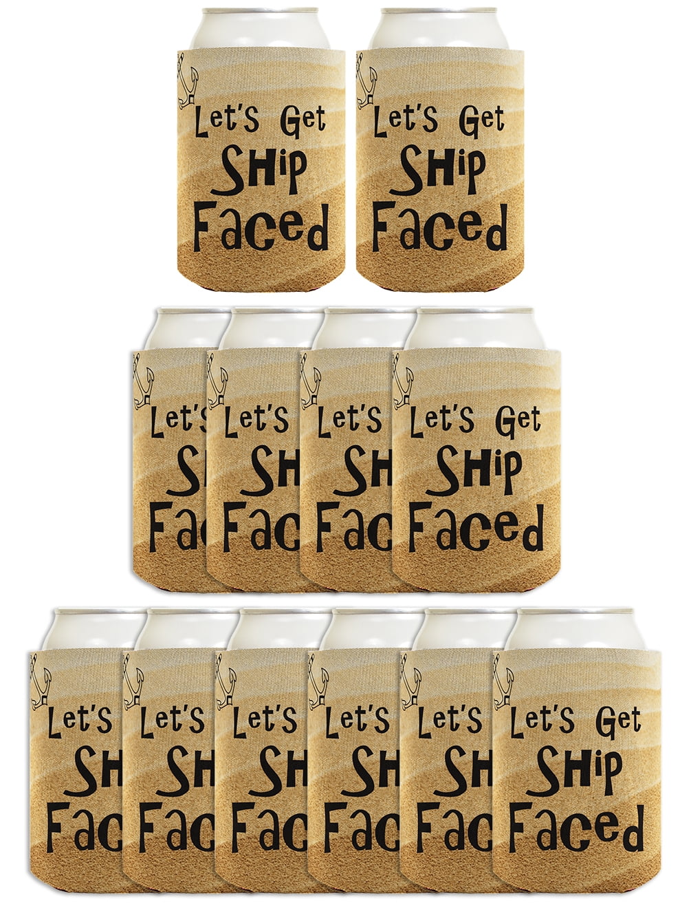 ThisWear Funny Beer Coolie Let's Get Ship Faced Nautical Sailing