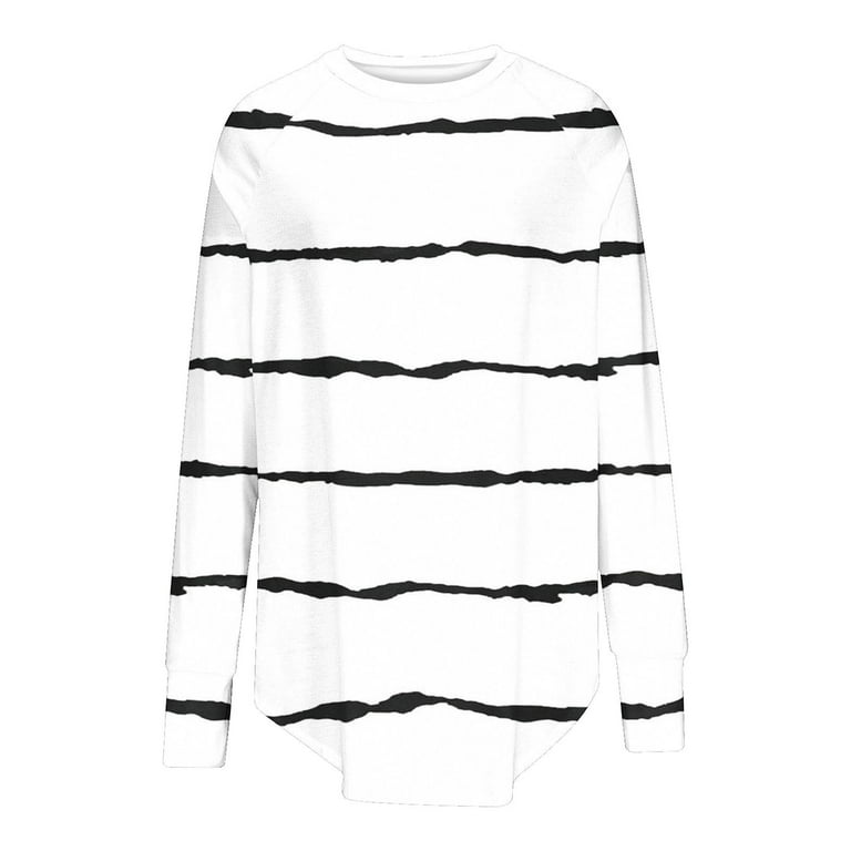 Eryao Womens Thumb Hole Shirts Long Sleeve Striped Fashion Tops