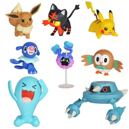 Pokemon Battle Figure Collector Multipack 2 Rowlet, 2 Popplio,2 Litten, 2 Eevee, 2 Pikachu, 2 Cosmog, 3 Metang, and 3