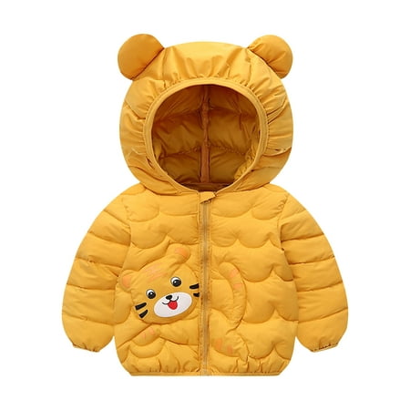 

YYDGH Kids Cute Tiger Graphic Winter Coats with Hooded Toddler 3D Ear Hoodie Warm Outwear Puffer Down Jacket for Baby Boys Girls (Yellow 4-5 Years)