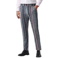 thumbnail image 5 of INSPIRE CHIC Irregular Pattern Pants for Men's Flat Front Prom Color Block Stripe Pants 38 Multicolor, 5 of 6