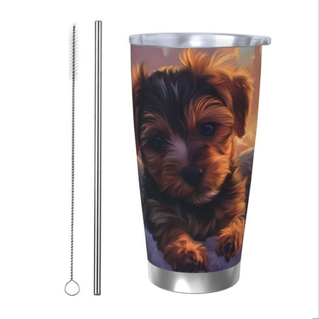 

Matuu Puppy Lying On A Cloud for 20oz Durable Thermal Cups Keep Drinks Cold and Hot Insulated Car Mug with Lid-Straw Two-piece Set