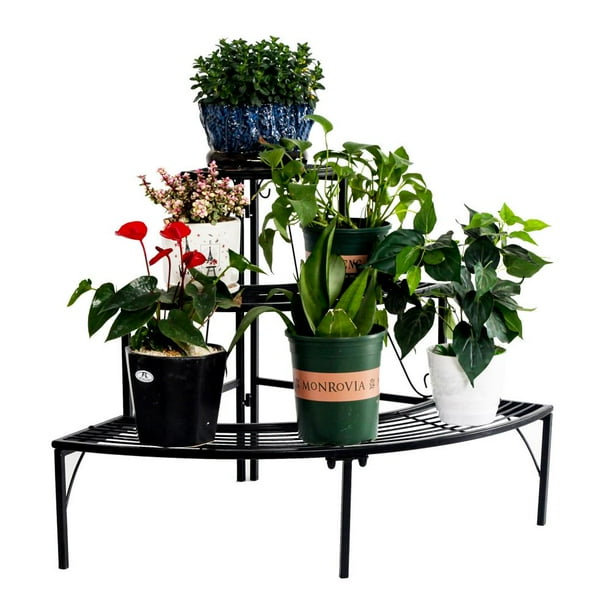 Zimtown Corner Plant Stand Flower Pot Rack 3 Tier Step Style Walmart Com Walmart Com