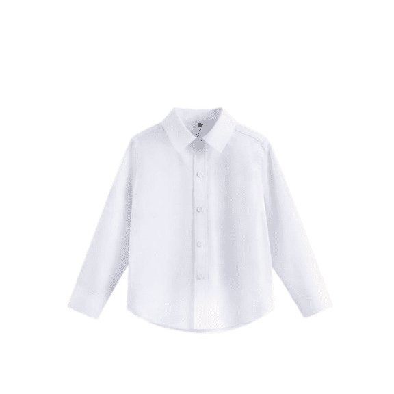LYMAYTER Boys Kids Classic Uniform Shirts Toddler Long Sleeve Solid Button Down Collared Formal Tops 3-16Y