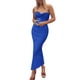 thumbnail image 2 of Vestido PRETTYGARDEN Maxi Azul Sin Tirantes con Nudo Frontal Talla L, 2 of 8