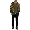 thumbnail image 2 of INSPIRE CHIC Men's Jacket Argyle Sequin Baseball Jacket Party Club Shiny Jacket XL Golden, 2 of 6