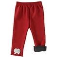 thumbnail image 3 of Swuxness Girls Fleece Leggings, Winter Long Pants for Girls, Toddler Solid Color Elastic Waistband Comfortable Soft Breathable Pants for Infants Red, 6-12 Months, 3 of 5