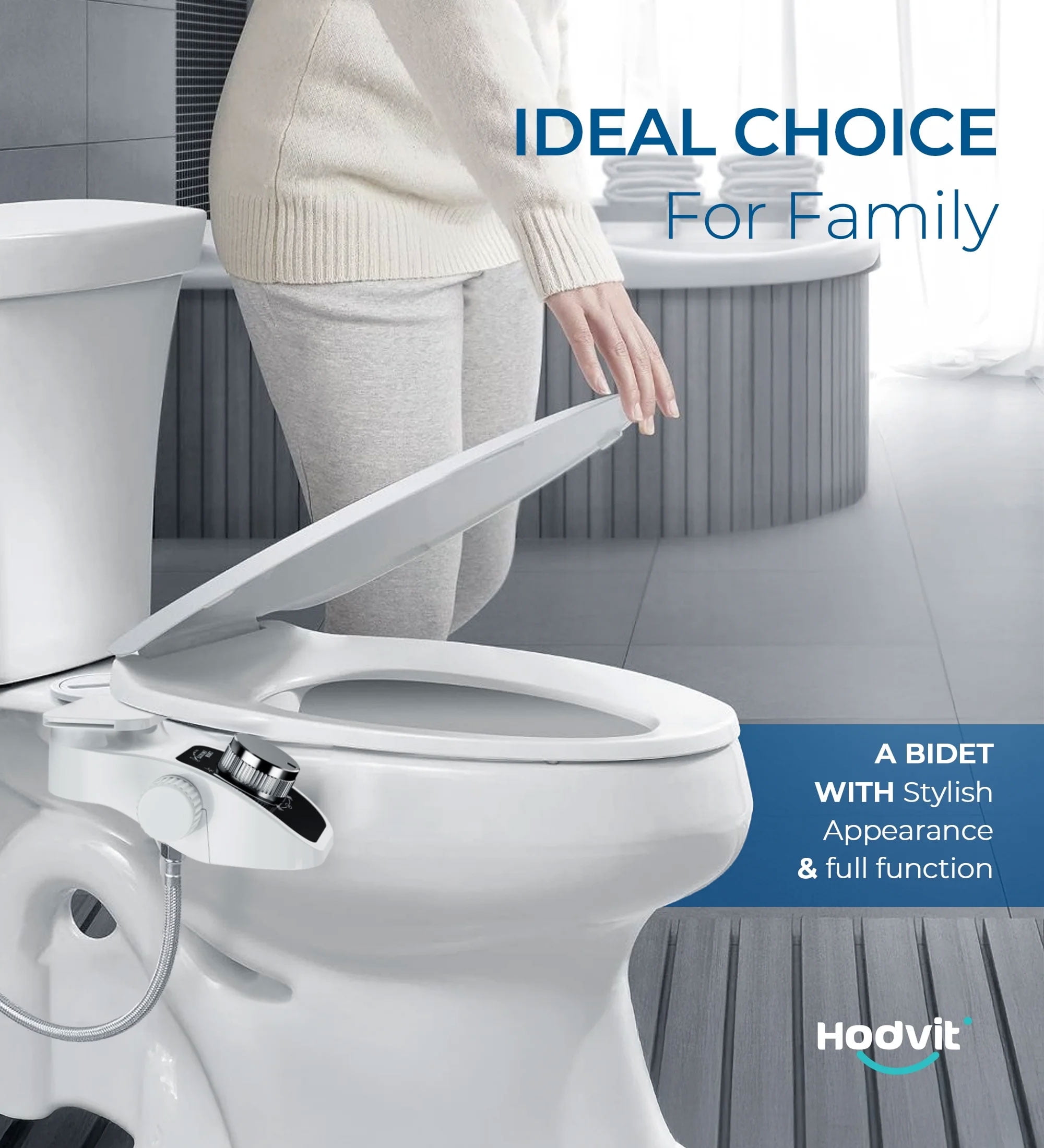 DTIG Dual Nozzles Non-Electric Bidet Toilet Attachment with Filtration, Adjustable Pressure and Self-Cleaning，for Feminine & Posterior Wash