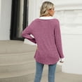 thumbnail image 5 of SWSMCLT Women's Long Sleeve Pullover Sweater Soft Pullover Loose Spring Spandex Top Warm Fashion Casual V Neck Cozy Work Amaranth Medium, 5 of 5