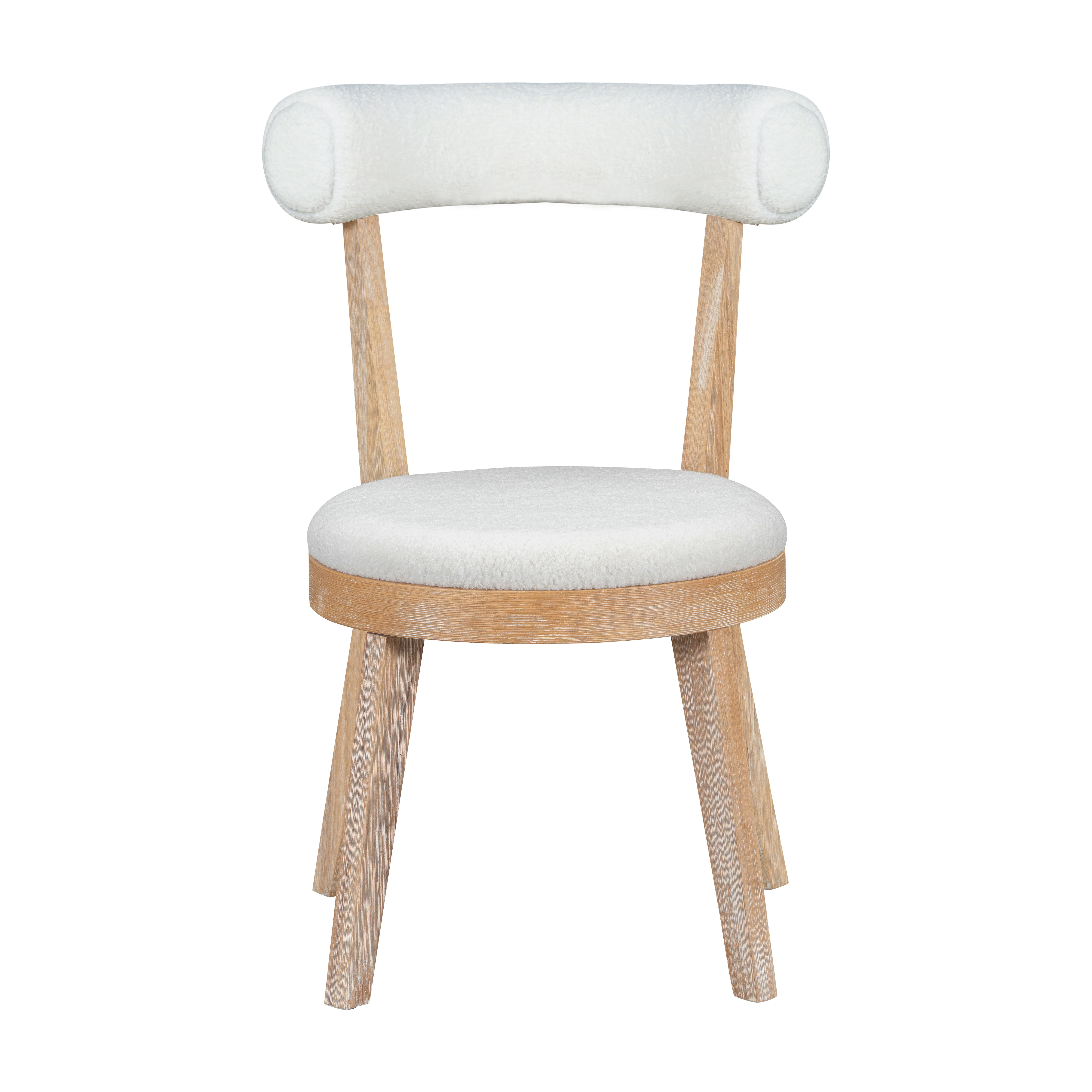 Upholstered Dining Chair, Set of 2 with Thick Padded Seat and Rubberwood Frame, Beige Fabric for Modern Dining Room Kitchen