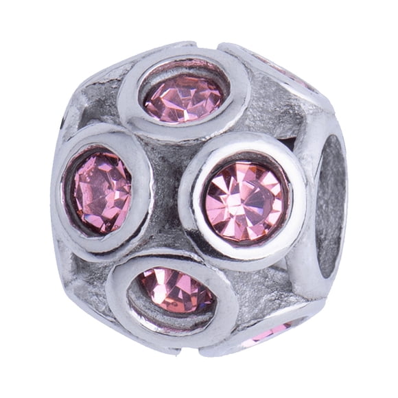 Charm para Pulsera LuckyLy Dije de Bolita Acero Inoxidable Zirconia Cúbica Modelo Fabi Plateado UNITALLA