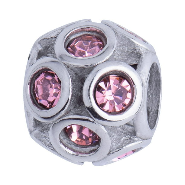 Charm para Pulsera LuckyLy Dije de Bolita Acero Inoxidable Zirconia Cúbica Modelo Fabi Plateado UNITALLA
