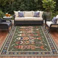 thumbnail image 3 of DEORAB Outdoor Rug 5'X8' Chenille Patio Carpet Washable Non Slip Three-Layer Material Animal Print Rug Camping Outside RV Mat,Green, 3 of 7