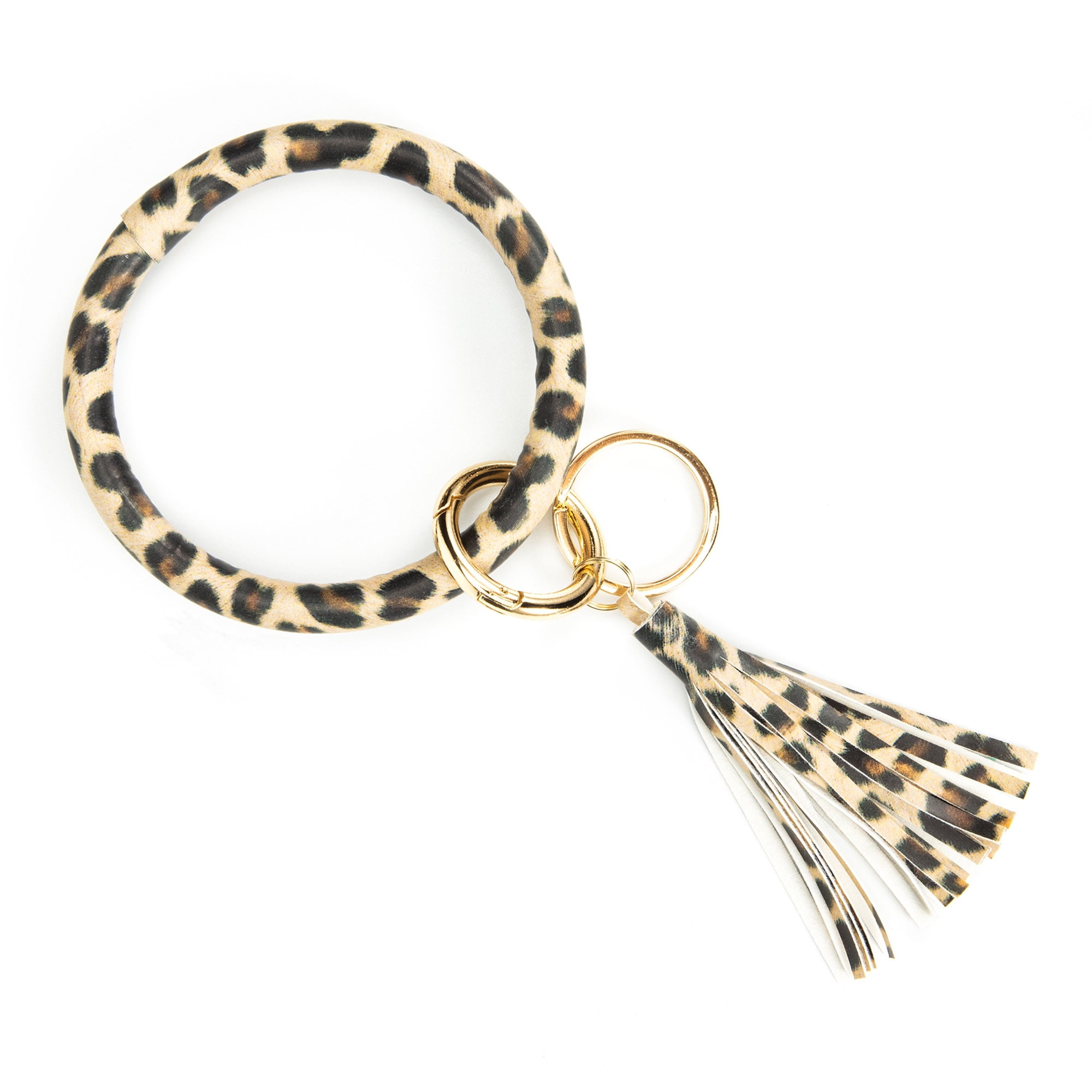 Round Key Ring Chains Leather Oversized Bracelet Bangle Keychain Holder Tassel