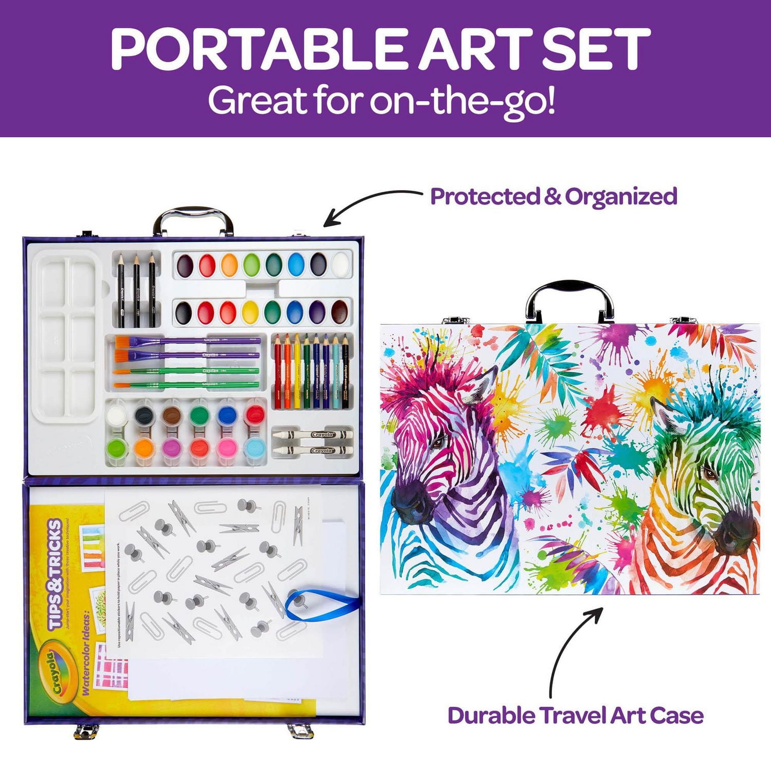 Crayola Paint & Create Easel Art Case, Dual-sided tabletop easel