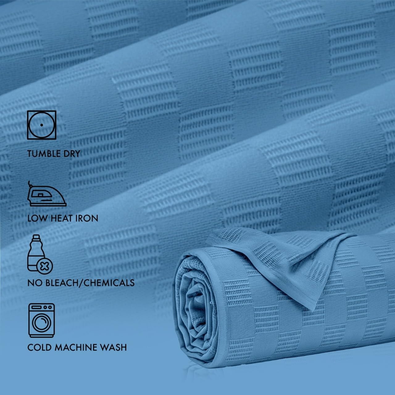 Linteum Textile Supply 100% Cotton Thermal Snag-Free Blanket (Blue, Twin) 66x90 in